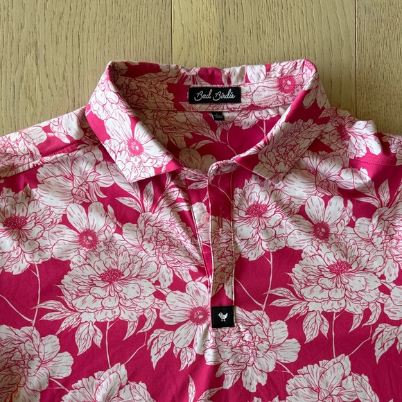 Bad Birdie Pink and White Floral Polo - Picture 2 of 3